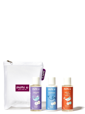 MINI-U PLAUKŲ IR KŪNO PRIEŽIŪROS KELIONINIS  RINKINYS VAIKAMS 3×100 ML
