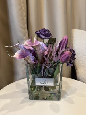 MASILA DIRBTINIŲ GĖLIŲ KOMPOZICIJA VIOLETINĖS