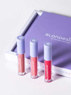 BLONDESISTER "SWEET BOX" DĖŽUTĖ (TRYS LŪPŲ ALIEJAI SU SPALVA), 3 X 2,5 ML